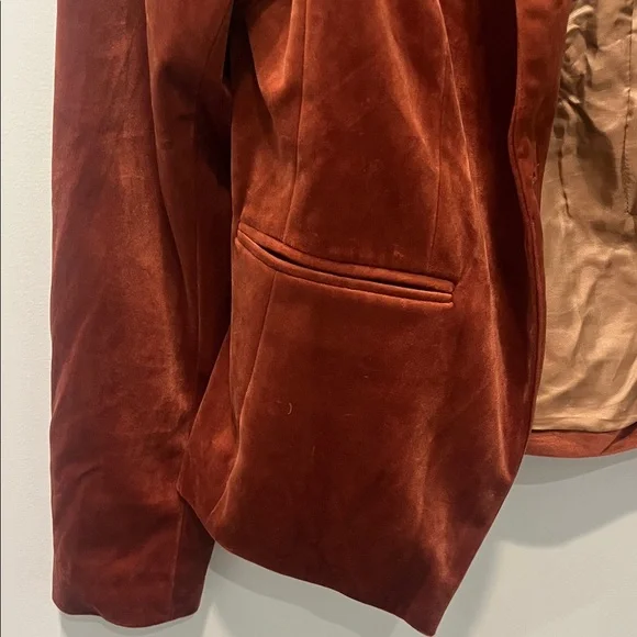 Elegant Velvet Women's Blazer in Rich Rust - Picture 4 of 11